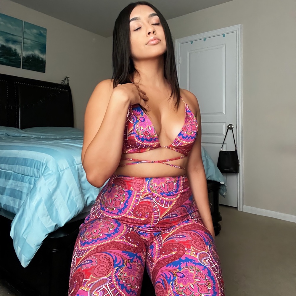 Halter top & Flare Pants Set - SHEIN